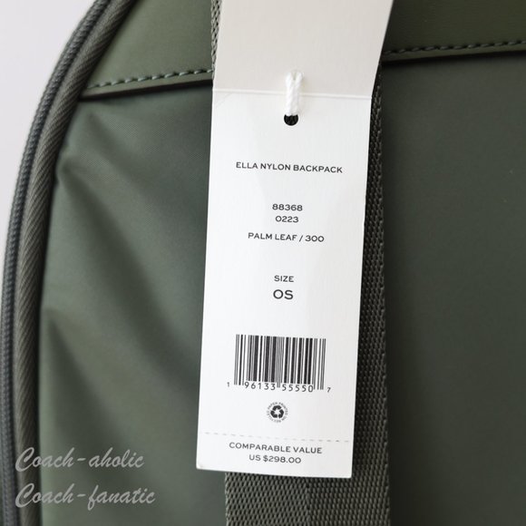 NWT Tory Burch Ella Logo Dual Zip Compartment Nylon Backpack in Palm Leaf - Picture 8 of 11